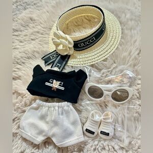 Labubu clothes and accessories- 5pcs GG outfit set with cat designed shirt